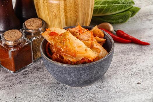 coreano cocina fermentado repollo kimchi foto