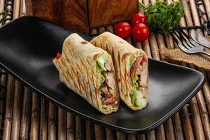 Chicken doner wrap with meat photo