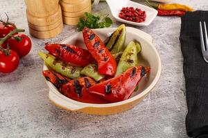 Grilled Bell Pepper - green and red photo