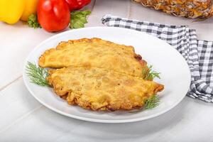 hecho en casa frito Cheburek con carne foto