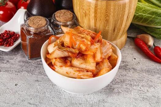 coreano cocina fermentado repollo kimchi foto