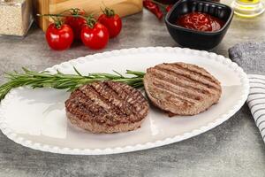 Grilled two beef burger cutlet photo