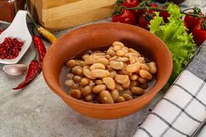 White canned beans in the bowl photo