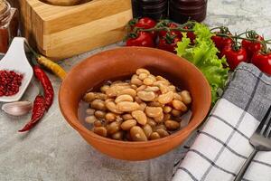 White canned beans in the bowl photo