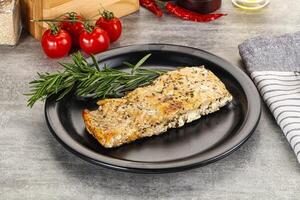 Baked salmon fish served rosemary photo