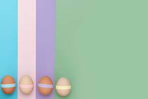 Row of decorated eggs. Fun Easter background photo