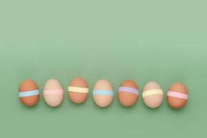 Row of decorated eggs. Fun Easter background photo