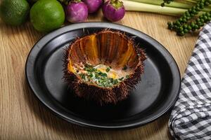 Grilled Sea Urchin with egg photo