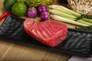 Raw fresh tuna steak for grill photo