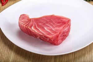 Raw fresh tuna steak for grill photo