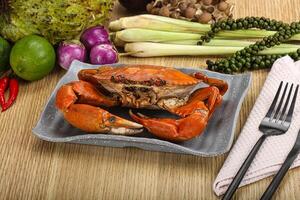 Delicous luxury steamed red crab photo