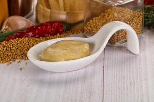 Dijon mustard sauce in the bowl photo