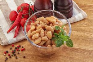 Whinte canned kidney beans in the bowl photo