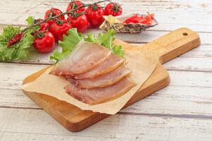 Sliced salted marlin fish carpaccio photo