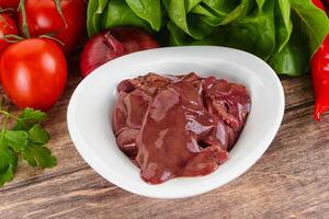 Raw chicken liver for cooking photo