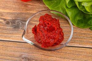 Tomato puree sauce for cooking photo