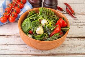 Mix salad with mozzarella and tomato photo