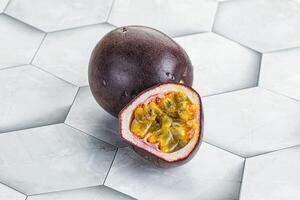 Tropical sweet and juicy passionfruit photo