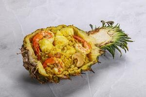 Thai cuisine - rice with prawn in pineapple photo