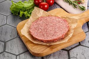 Raw beef uncooked burger cutlet photo