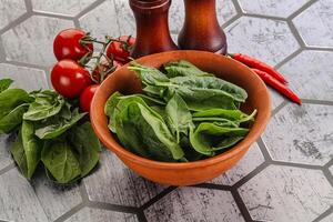 Natural organic raw green spinach photo