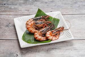 Cooked tiger prawn in the pate photo
