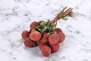 Sweet juicy tropical exotic lychee photo