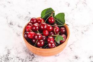 Ripe sweet juicy cherry heap photo