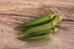 Natural organic raw green okra photo