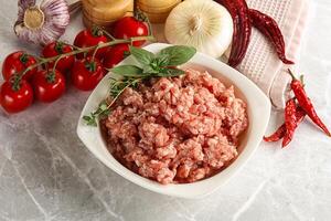 Raw minced pork uncooked meat photo