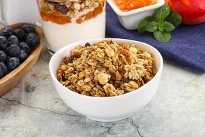 Granola museli cereal for breakfast photo