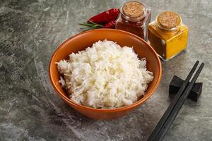 Steamed Basmati rice in the bowl photo