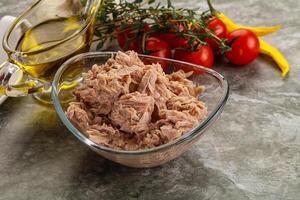 Canned tuna fillet for salad photo