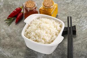 Steamed Basmati rice in the bowl photo