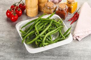 Raw green bean string uncooked photo