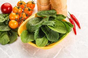 Natural organic raw green spinach photo