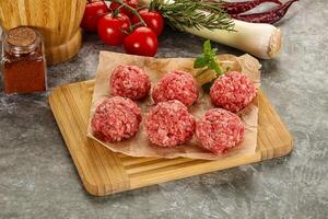 Raw beef meatball minced meat photo