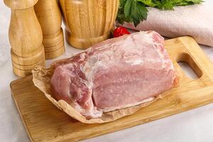 Raw uncooked pork meat loin photo