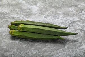 Green ripe tasty okra tropical vegetable photo