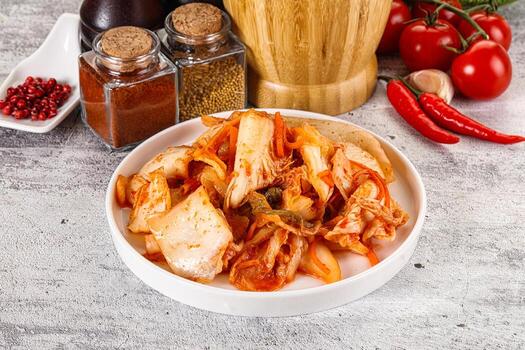 coreano cocina fermentado repollo kimchi foto
