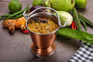 Indian cuisine Dal Tadka soup photo