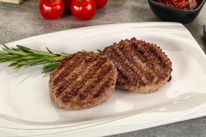 Grilled two beef burger cutlet photo