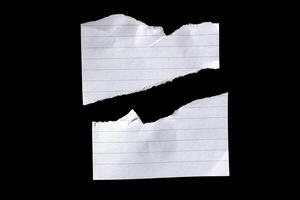 Torn paper, ripped lined notebook paper photo