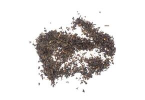 Pile of dried Turkish tea isolated on a white background. Top view, flat lay. photo