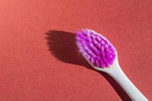 Closeup photo of used old toothbrush