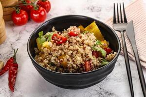 Dietary vegetarian quinoa with vegetables photo