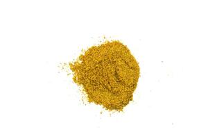 Cumin spice powder isolated on white background. Top view, flat lay. photo