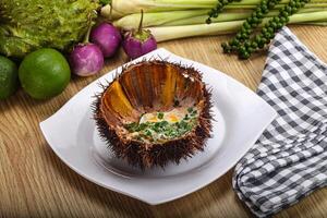 Grilled Sea Urchin with egg photo