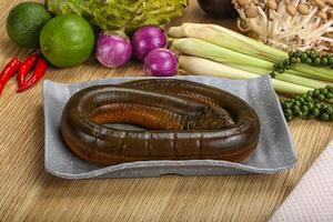 Fresh raw uncooked eel for grill photo