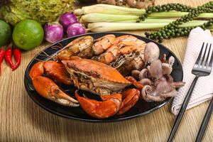 Luxury seafood mix - crab, prawn, octopus photo